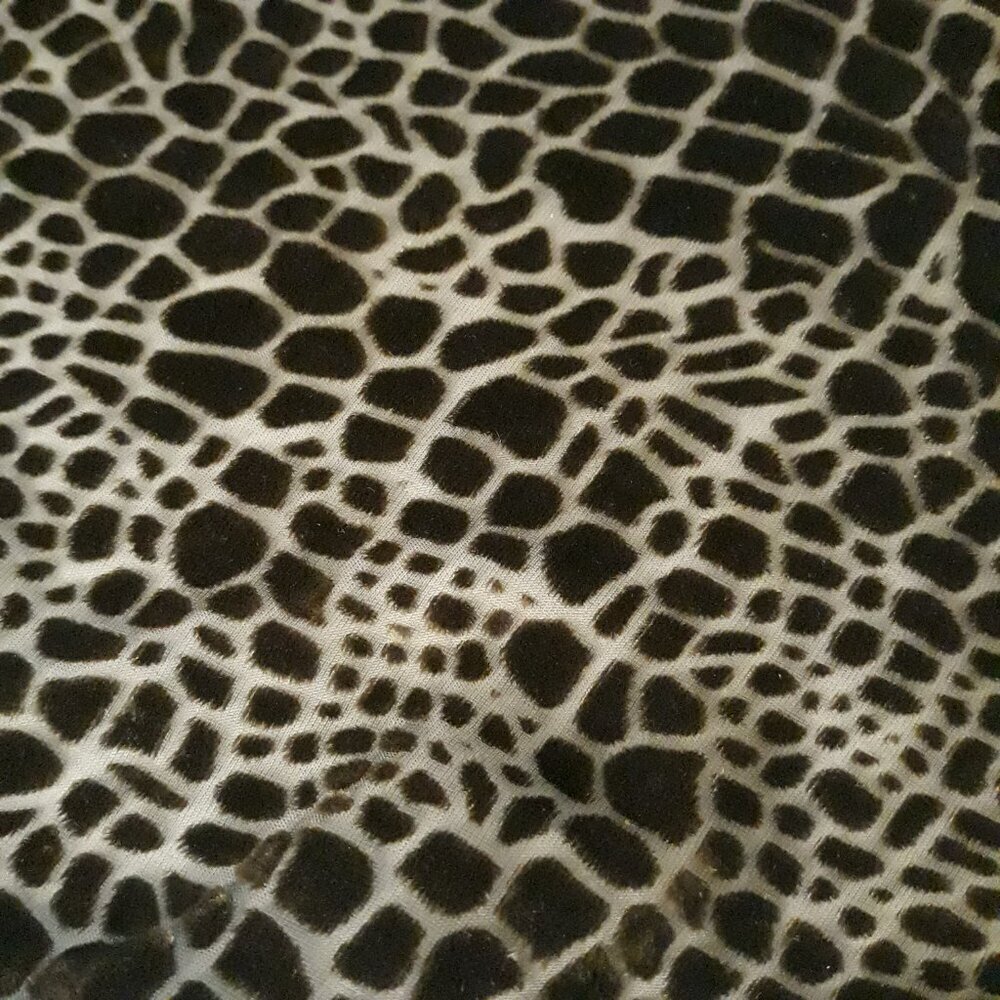 Chocolate Brown Velvet Burnout Button Up Crocodile Print - Picture 2 of 7